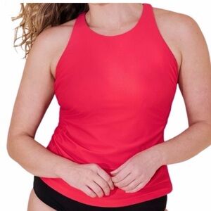 Shade & Shore Size Women’s Red High Neck Shirred Tankini Top Size 2X(20-22) NWT